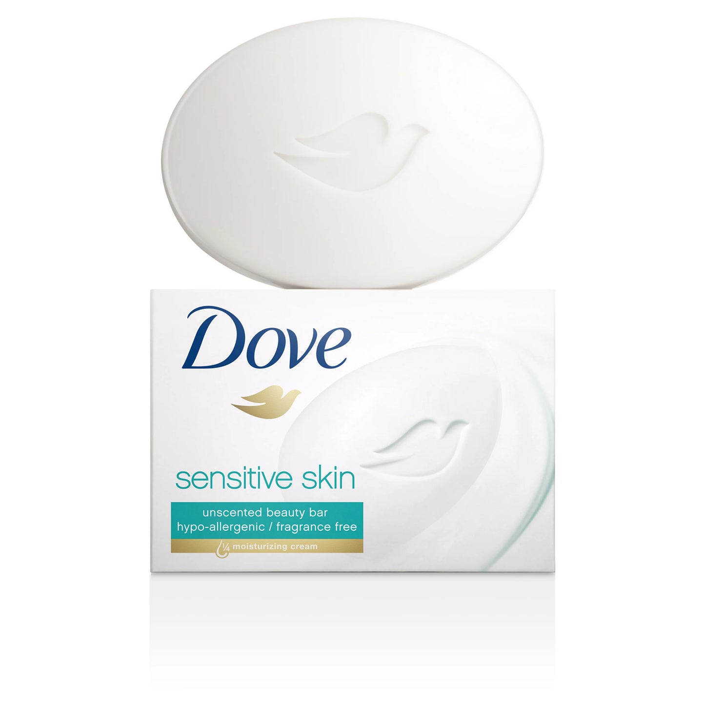 Dove Beauty Bar More Moisturizing Than Bar Soap for Softer Skin, Fragrance-Free, Hypoallergenic Beauty Bar Sensitive Skin With Gentle Cleanser