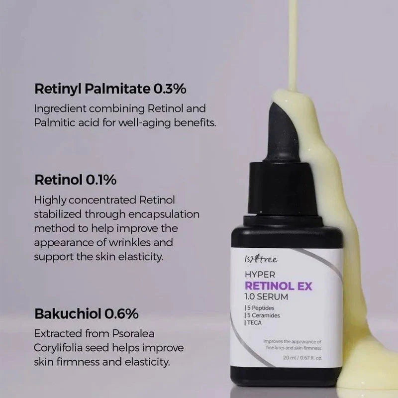 ISNTREE Hyper Retinol EX 1.0 Serum 20ml | 5 Peptides | 5 Cermaides | Helps Reduce Fine Lines