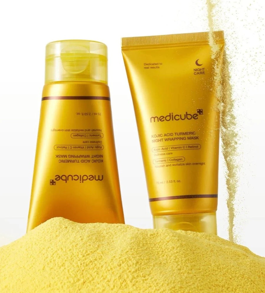 medicube Kojic Acid Turmeric Overnight Wrapping Peel Off Mask – Brightens & Defends Against Skin Stress for a Clear, Glowing Complexion, Korean Skincare