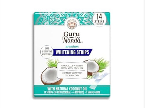 GuruNanda Teeth Whitening Strips Kit - 7-Day Treatment With Non-Slip, Dry Strip Technology - Whitening Designed With Care For A Brighter Smile