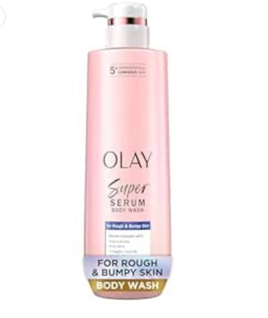 Olay Super Serum Body Wash for Rough & Bumpy Skin, Hydrating & Renewing Serum Complex with Exfoliating Minerals for Luminous Skin, 18.5 fl oz