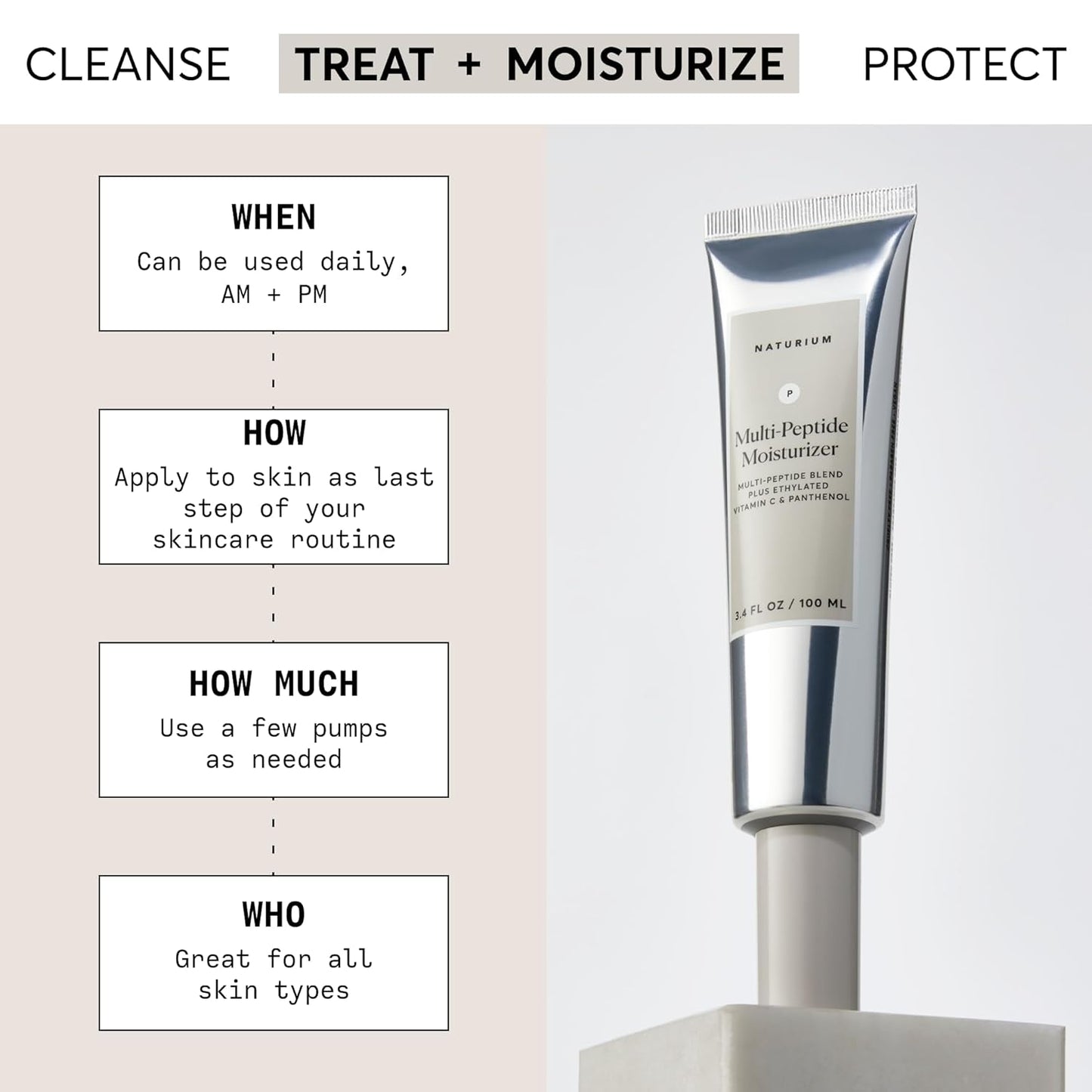 Naturium Multi-Peptide Moisturizer, Hydrating & Smoothing Skin Care, Moisturizes with Ethylated Vitamin C & Panthenol