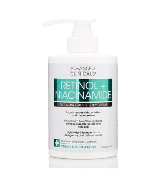 Advanced Clinicals Retinol Body Lotion, Firming & Anti-Aging Moisturizer for Crepey Skin, 15 Oz Retinol Face & Body Cream