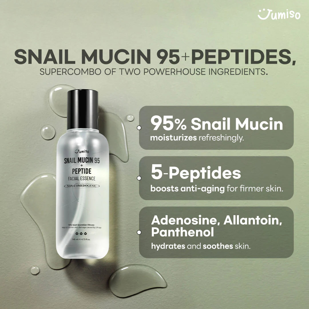 JUMISO Snail Mucin 95% + Peptide Essence / 50ML | Hydrating Serum with Snail, Face Moisturizer for Dry Skin, Daily Deep Hydration, Korean Skincare