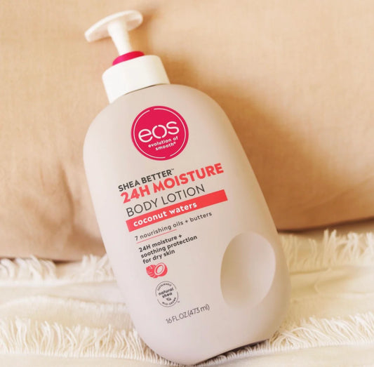 eos Shea Better Body Lotion Coconut Waters, 24-Hour Moisture Skin Care, Lightweight & Non-Greasy, Natural Shea, Vegan, Coconut Body Lotion